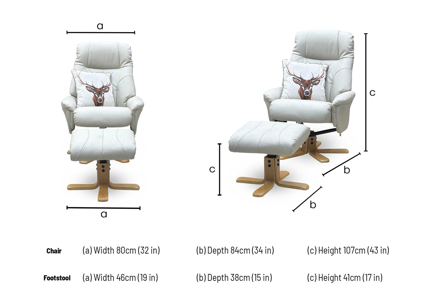 ‘Muscat’ Mushroom Leather Swivel Recliner Chair and Footstool – view 8