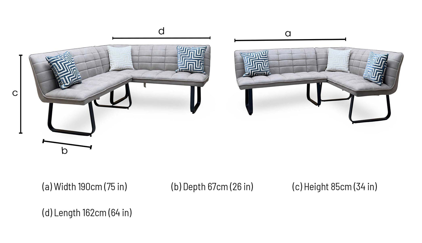 ‘Luno' Taupe Faux Leather Right Hand Facing Corner Dining Bench