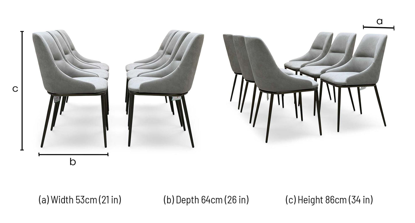 ‘Camino’ Taupe Faux Leather Set of 6 Dining Chairs