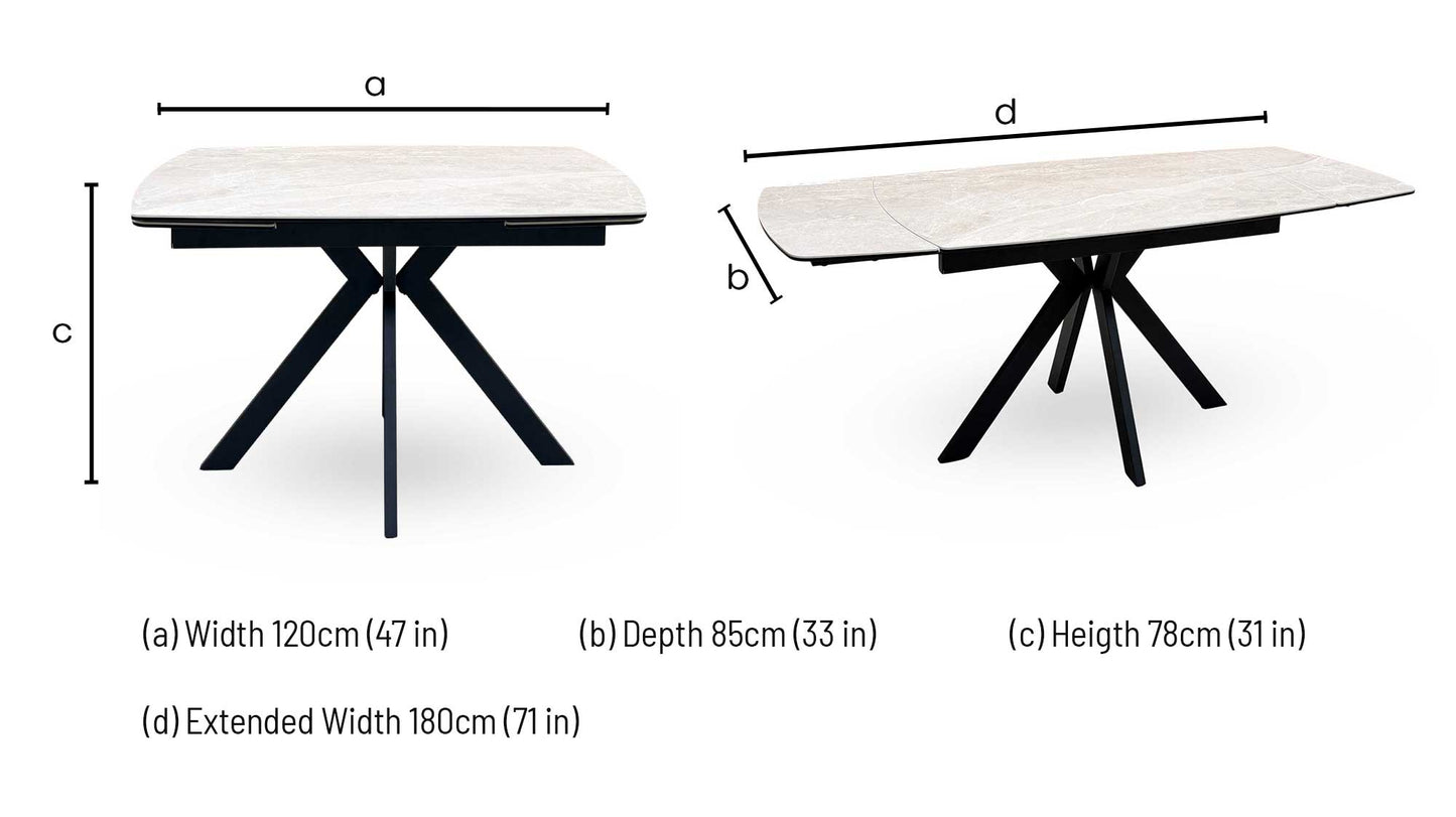 ‘Quattro’ Mocha Ceramic Top Extending Draw Leaf Table