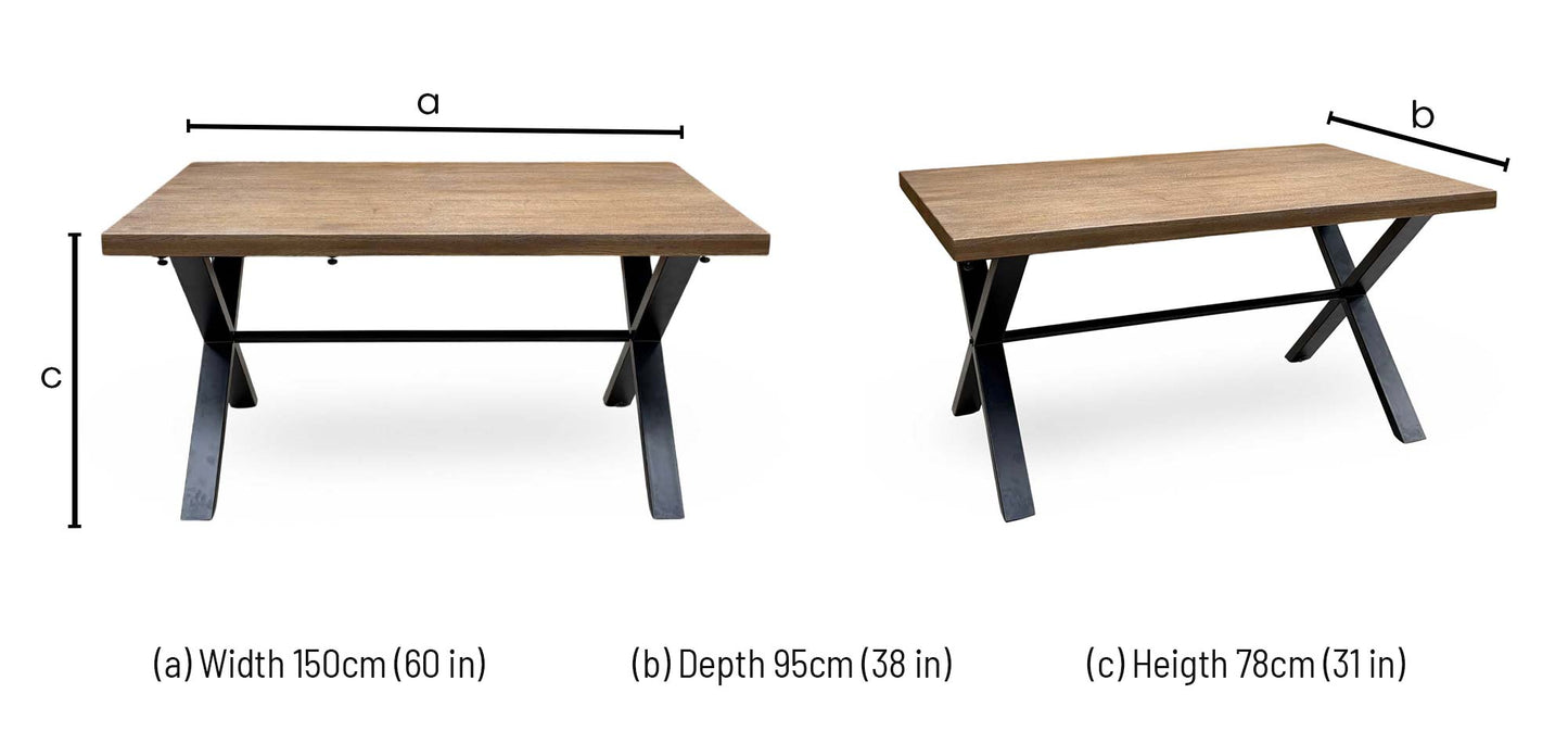 'Jupiter’ Dark Oak Solid Oak Dining Table with X Shaped Legs