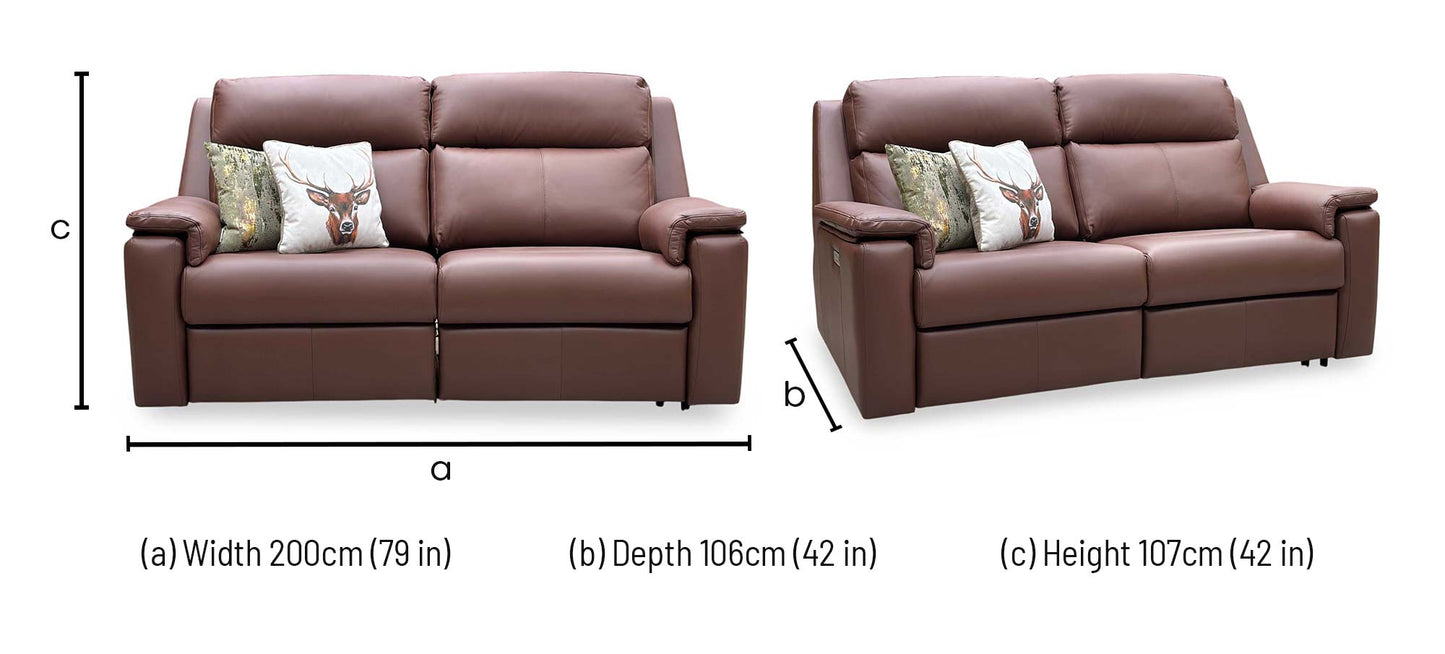 G Plan ‘Thornbury’ P210 Capri Oak Leather 3 Seater Power Recliner Sofa with Power Headrests and Power Lumbar