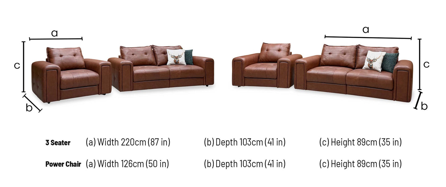 ‘Goliath’ Montana Cat-60_07 Butterscotch Brown Leather 3 Seater Sofa with Storage Draws + Chair with Storage Draws