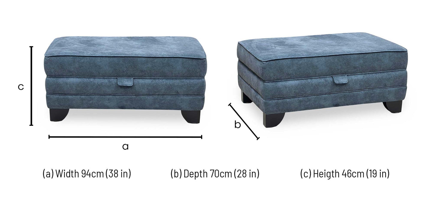 'Mariah' Dapple Ocean Blue Velvet Fabric Large Storage Footstool