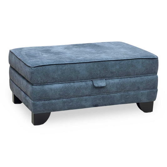 'Mariah' Dapple Ocean Blue Velvet Fabric Large Storage Footstool