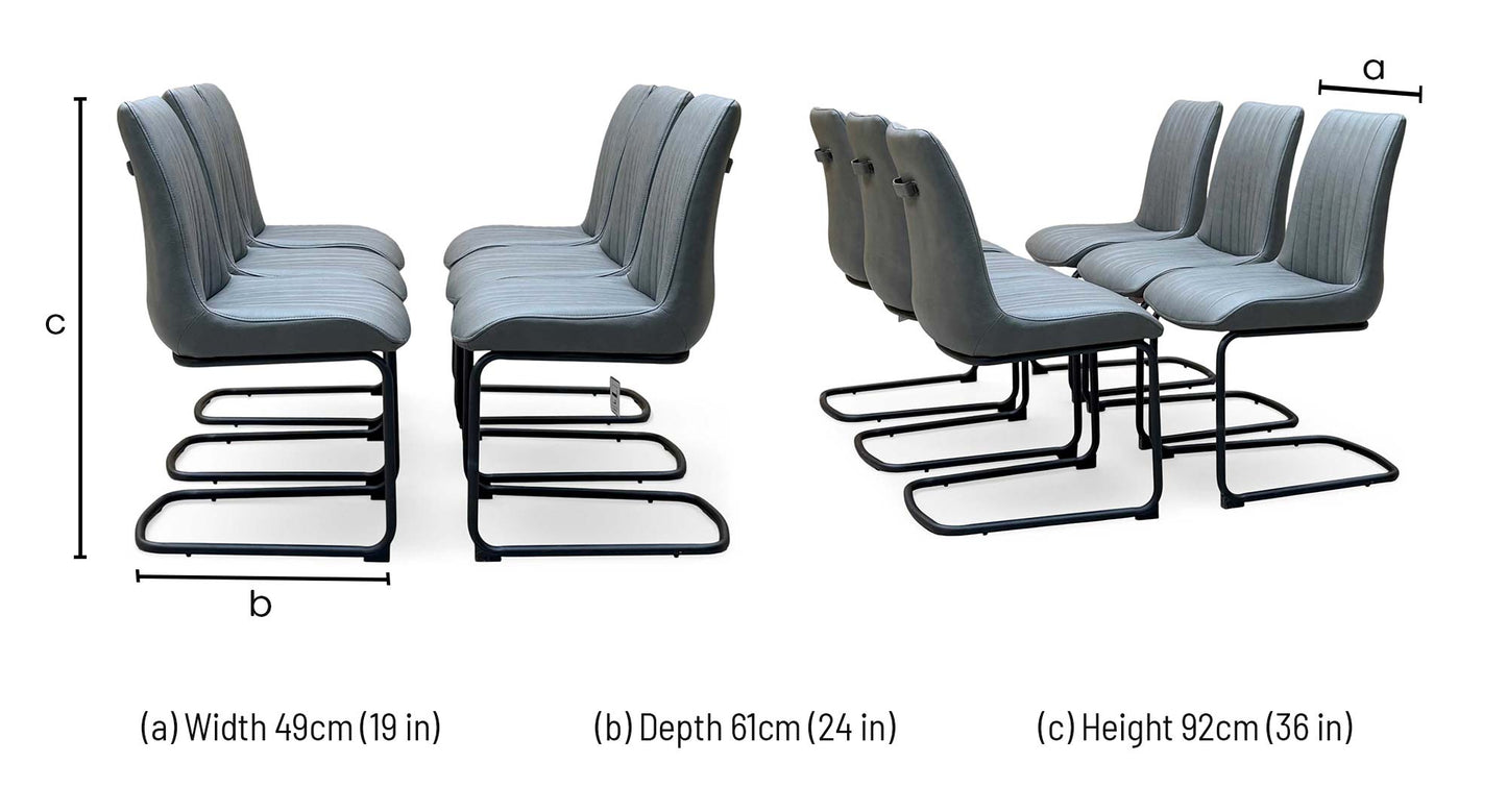 Bodahl ‘Terra' Grey Faux Leather Set of 6 Cantilever Dining Chairs