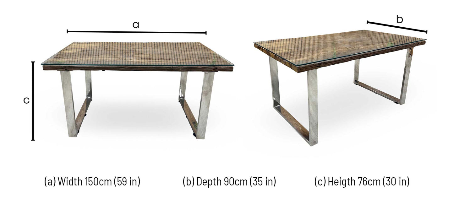 'Chennai' Reclaimed Wood Small 150cm Dining Table with U-shaped Legs – view 7