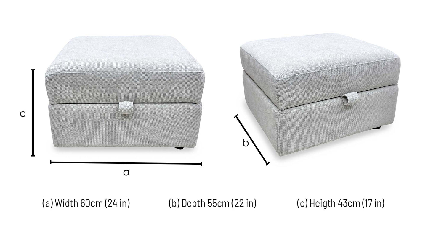 'Mia' Silver Catalina Chenille Fabric Storage Footstool – view 9