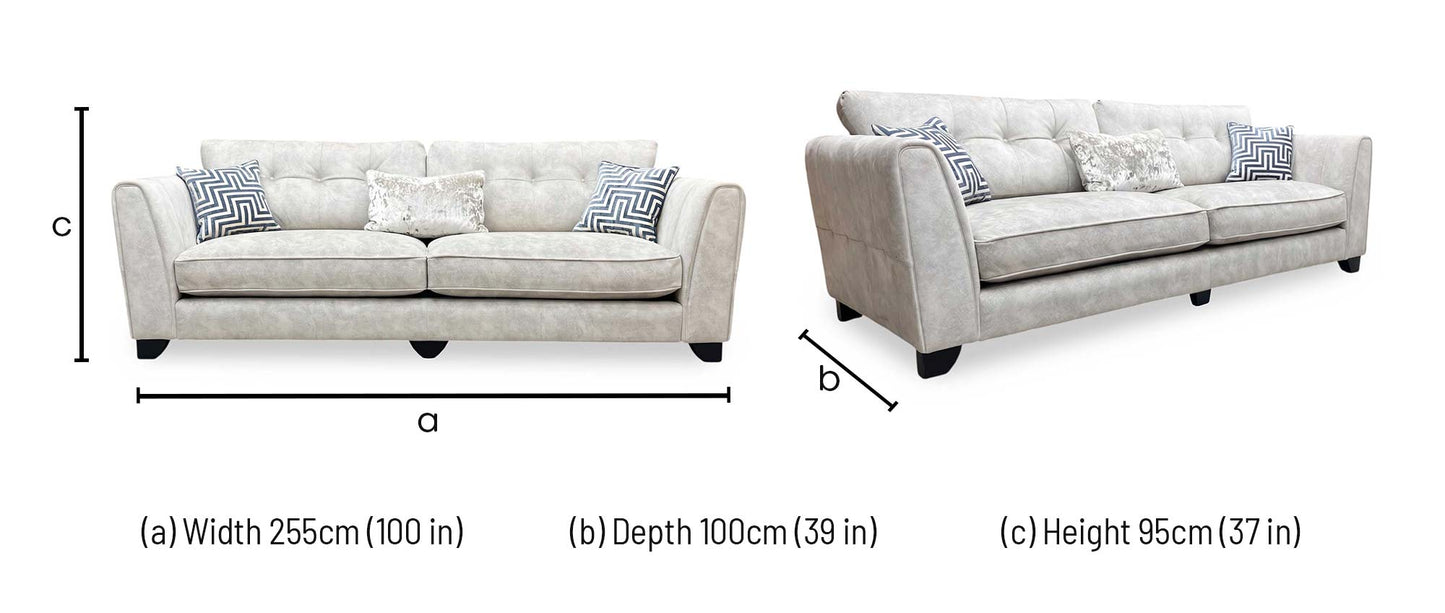 ‘Mariah’ Dapple Oyster No Insert 4 Seater Fabric Classic Back Split Frame Sofa – view 6