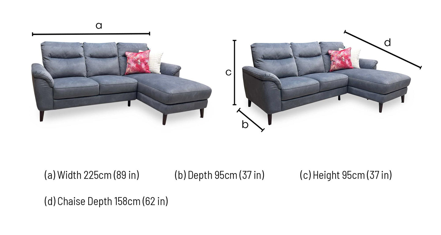 'Morgan' Dexter Shadow Grey 43519 Velvet Fabric Right Hand Facing 3 Seater Sofa with Chaise End – view 7