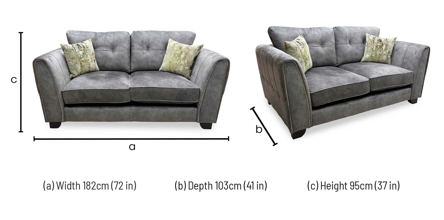 'Mariah' Dapple Moleskin-Tri Brass Velvet Fabric 2 Seater Classic Back Sofa – view 8