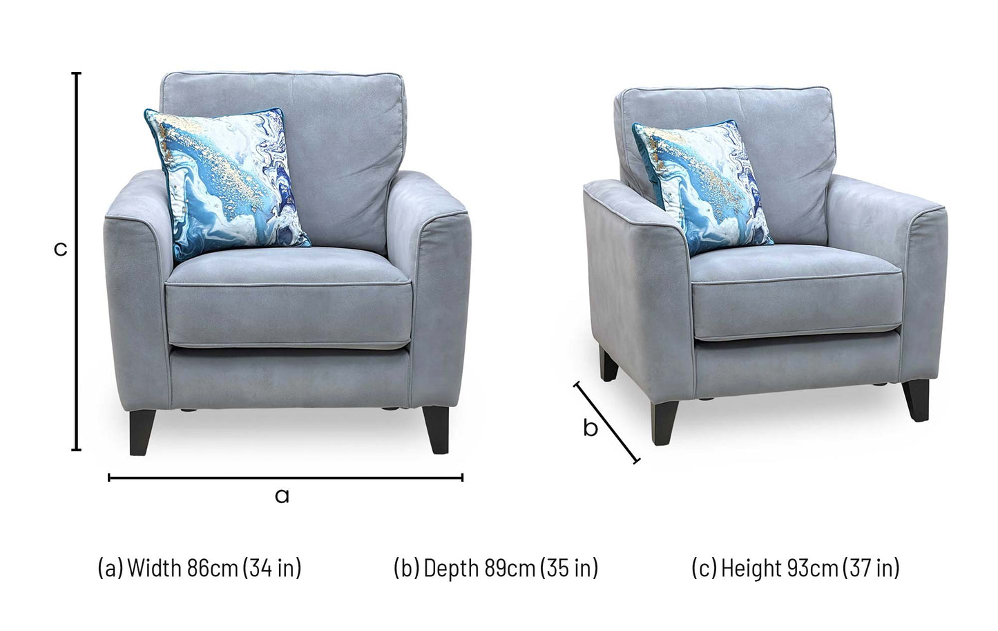 Ideal Home ‘Brondby’ Sfa-Pey-R09 Grey Velvet Fabric Armchair