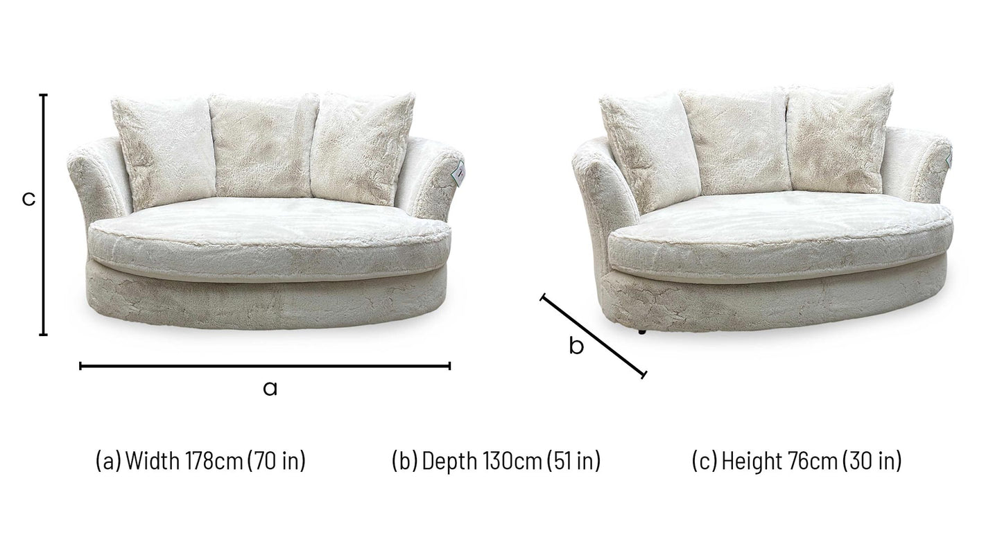 'Lorella' Vancouver Dawn Beige Faux Fur Pillow Back Cuddler Sofa