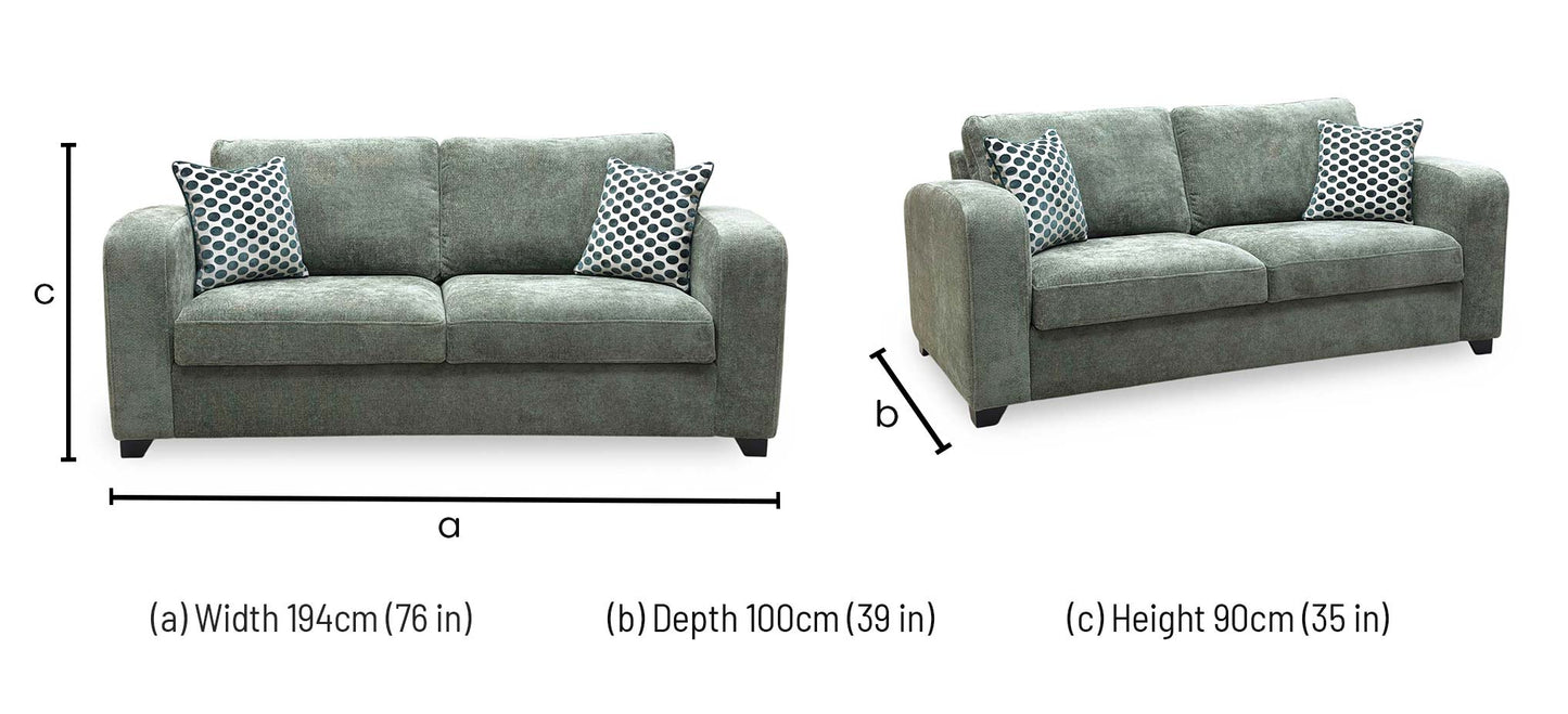 'Layla' Forest Green Woven Fabric 3 Seater Storage Sofa