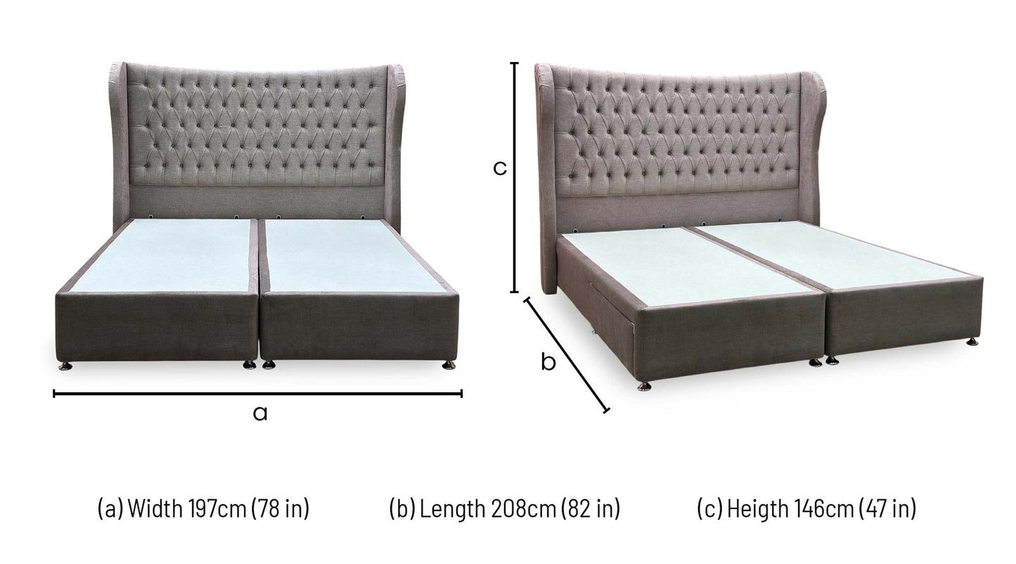 Artisan Collection ‘Camber’ 904 Warm Onyx Brown Velvet Fabric High Floor Standing Headboard + 2 Draw Divan Base - Super King
