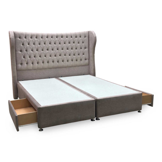 Artisan Collection ‘Camber’ 904 Warm Onyx Brown Velvet Fabric High Floor Standing Headboard + 2 Draw Divan Base – view 6