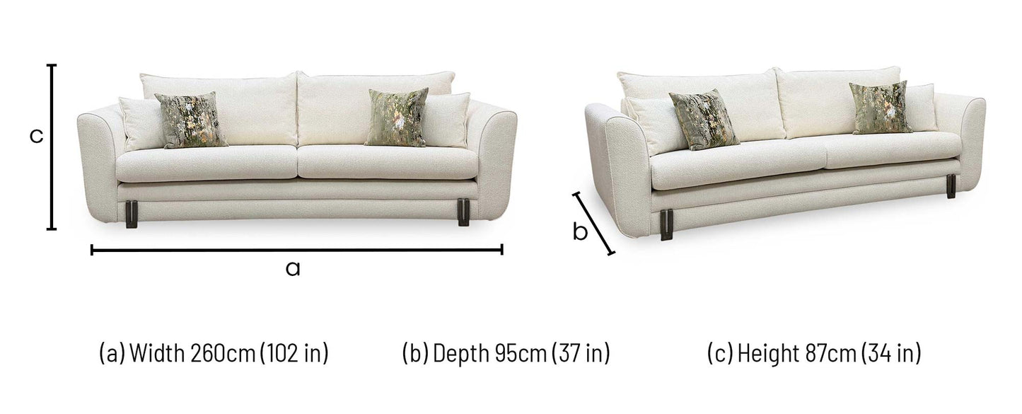 ‘Oliver’ Vanilla White Mika Boucle 4 Seater Sofa