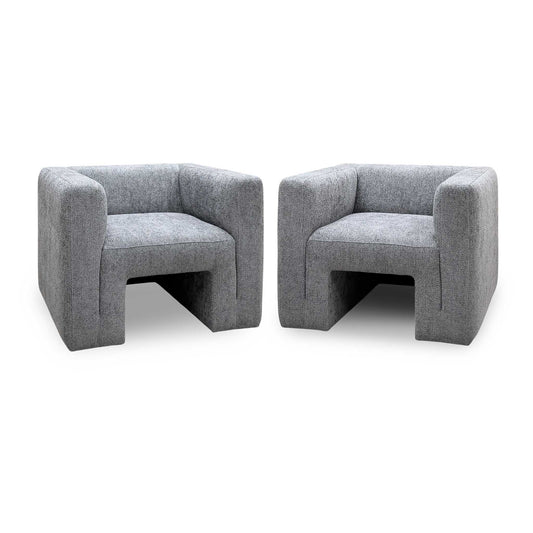 ‘Lauren’ Dark Grey Boucle Fabric Accent Chairs - Set of 2