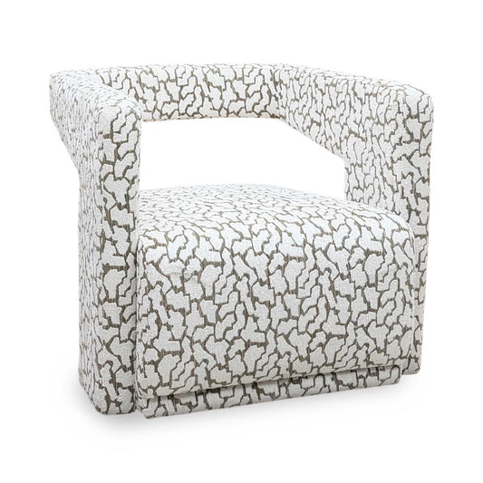 ‘Leo’ White and Bronze Patterned Fabric Accent Chair