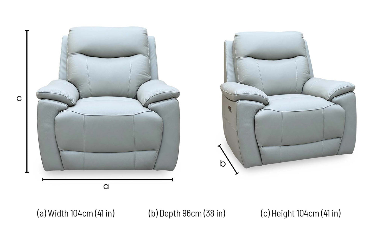 ‘Sloane’ Light Grey Leather Power Recliner Chair