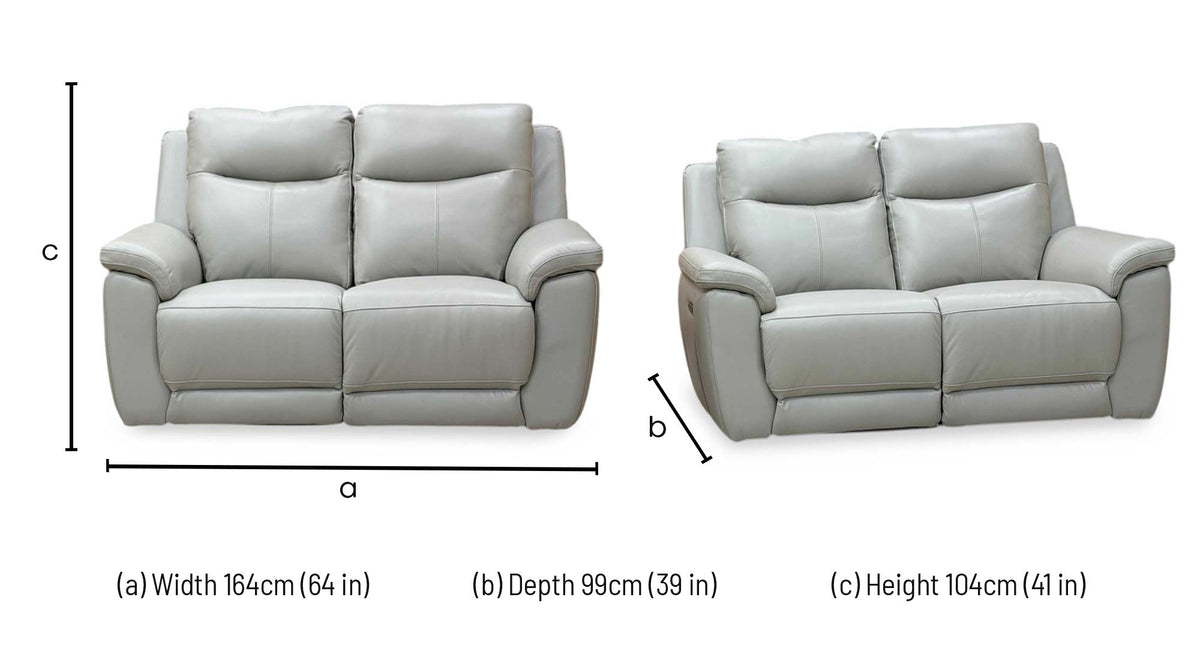 'Bobby’ Cat-80_03 Light Grey Leather 2 Seater Power Recliner Sofa – view 9