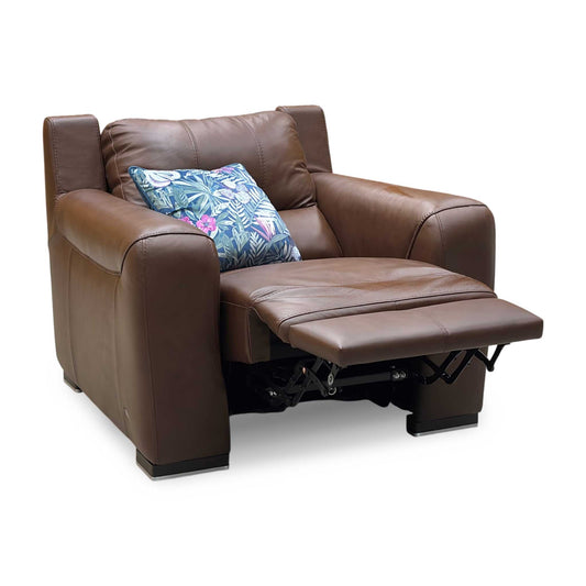 ‘Viali' Cometa Brown 2847 Leather Power Recliner Chair