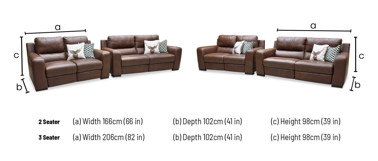 ‘Viali’ Cometa Brown 2874 Leather 3 + 2 Seater Power Recliner Sofa Set