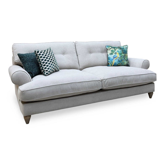 The Lounge Co. Bronwyn Bra223 Brandy Butter Grey Fabric 4 Seater Classic Back Sofa