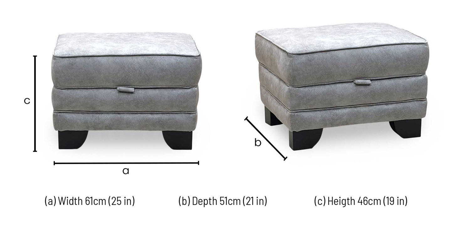 ‘Mariah' Dapple Silver Velvet Fabric Small Storage Footstool