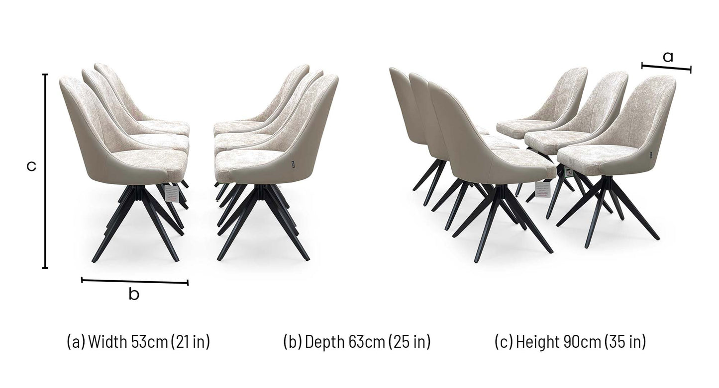 ‘Jose’ Pebble Beige Fabric Set of 6 Swivel Dining Chairs