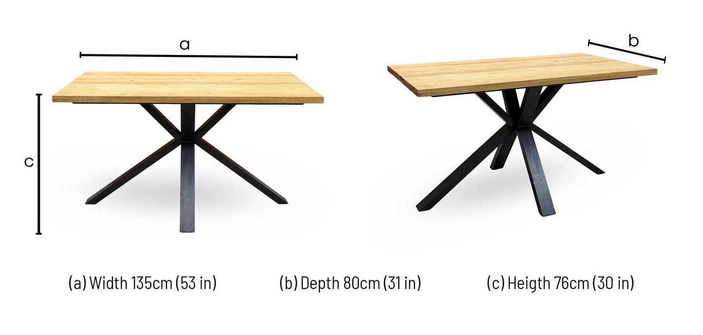 ‘Earth’ Light Oak Solid Oak Compact 135cm Fixed Dining Table
