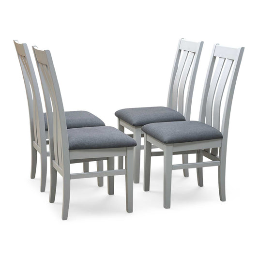 Furnitureland ‘Augusta’ Dark Grey Upholstered Set of 4 Slatted Back Dining Chairs