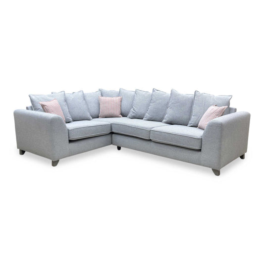 ‘Lorella’ Silver Lorella Woven Fabric Pillow Back Right Hand Facing Corner Sofa
