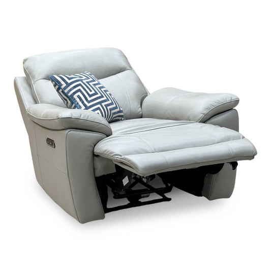 ‘Sloane’ Lead Grey Leather Power Recliner Chair