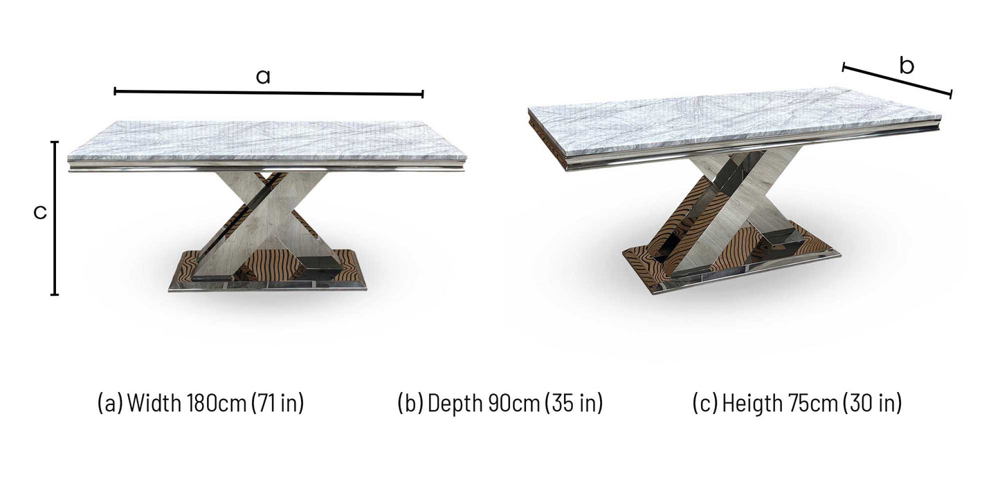 ‘Dolce’ Real Marble Large 180cm Fixed Dining Table
