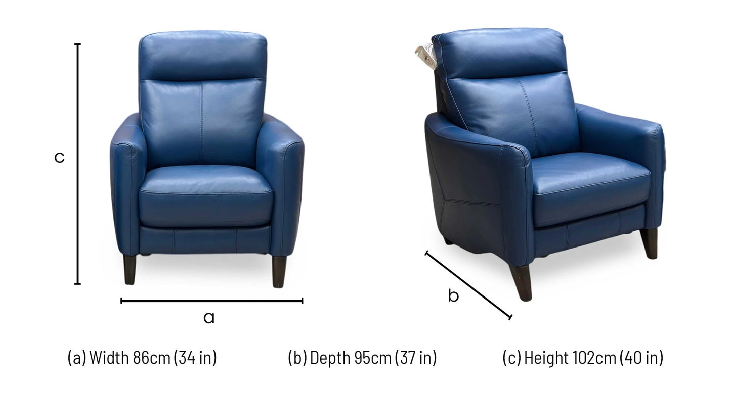 World of Leather Compact Collection 'Petit' Bv-313e Ocean Blue Leather Armchair