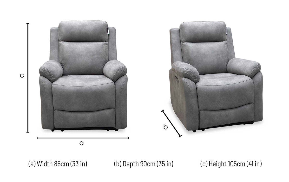 ‘Linea’ Storm Grey Fabric Power Recliner Armchair