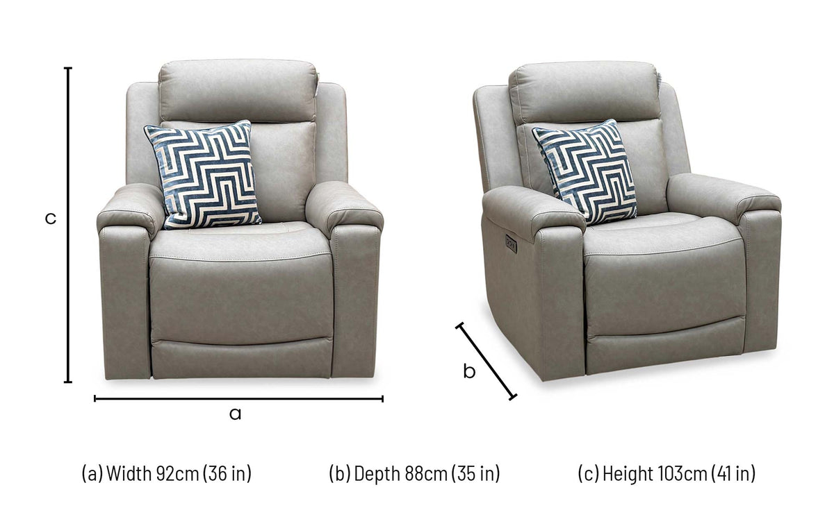 ‘Nova’ Taupe Grey Fabric Power Recliner Armchair