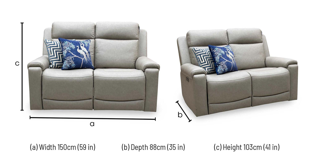 'Nova’ Taupe Grey Microfiber Fabric 2 Seater Power Recliner Sofa