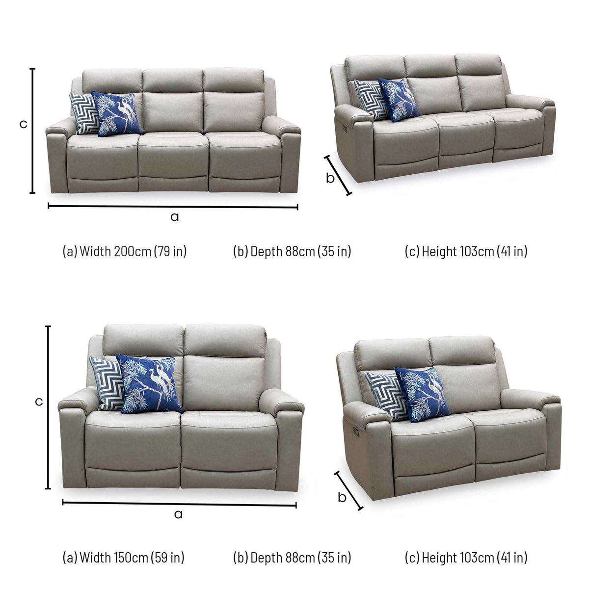 ‘Nova’ Taupe Grey Microfiber Fabric 3 + 2 Seater Power Recliner with Power Armchair Sofa Set