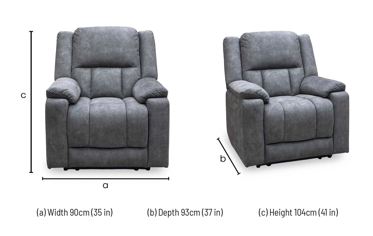 ‘Savoy’ Dark Grey Microfiber Fabric Power Recliner Armchair