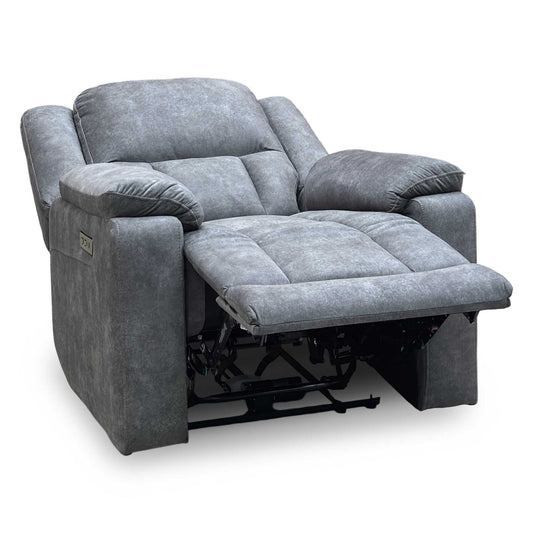 Savoy Dark Grey Microfiber Fabric Power Recliner Armchair