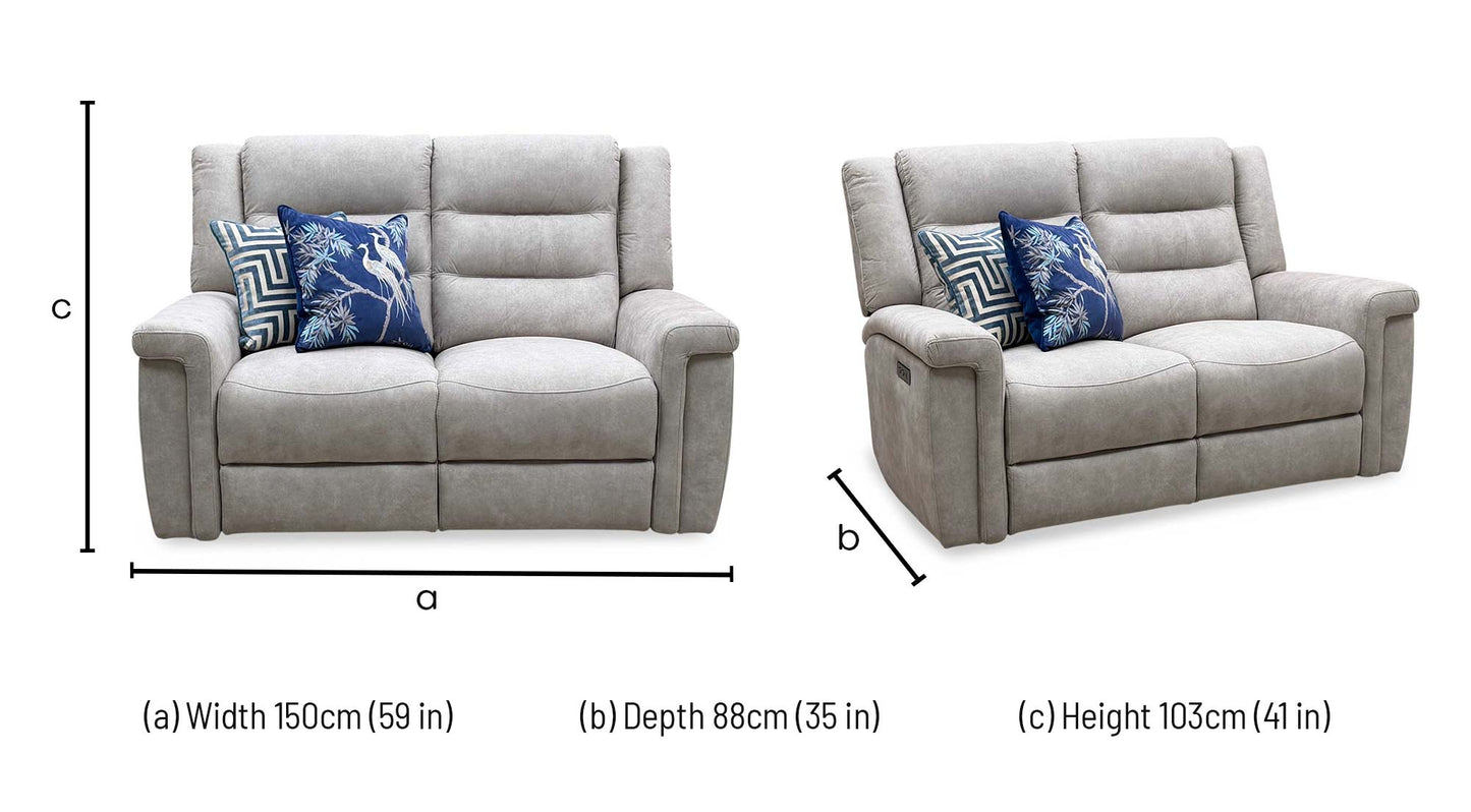 ‘Vega’ Beige Fabric 2 Seater Power Recliner Sofa