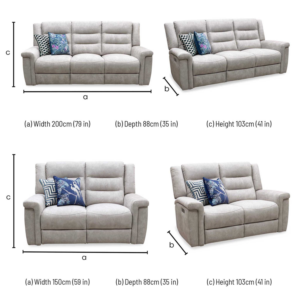 ‘Vega’ Beige Microfiber Fabric 3 + 2 Seater Power Recliner with Power Armchair Sofa Set