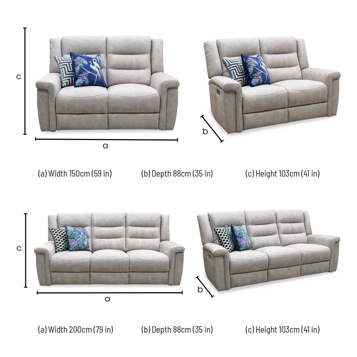 'Vega' Beige Microfiber Fabric 3 + 2 Seater Power Recliner Sofa Set