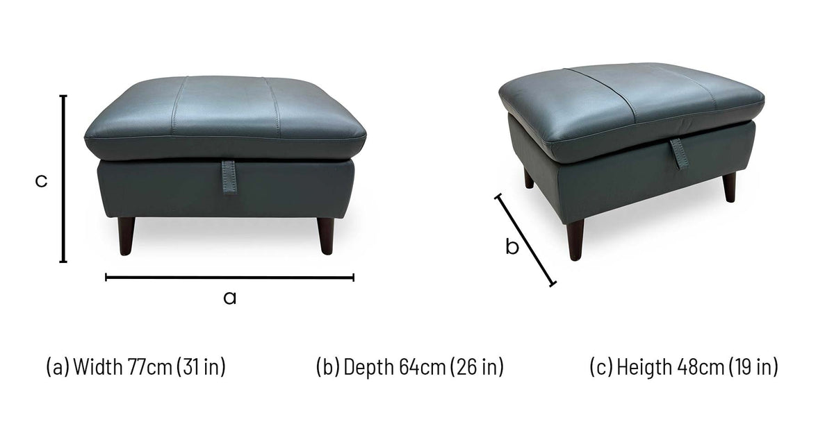 'Winner' Peacock Green Cat-40-09 Leather Storage Footstool