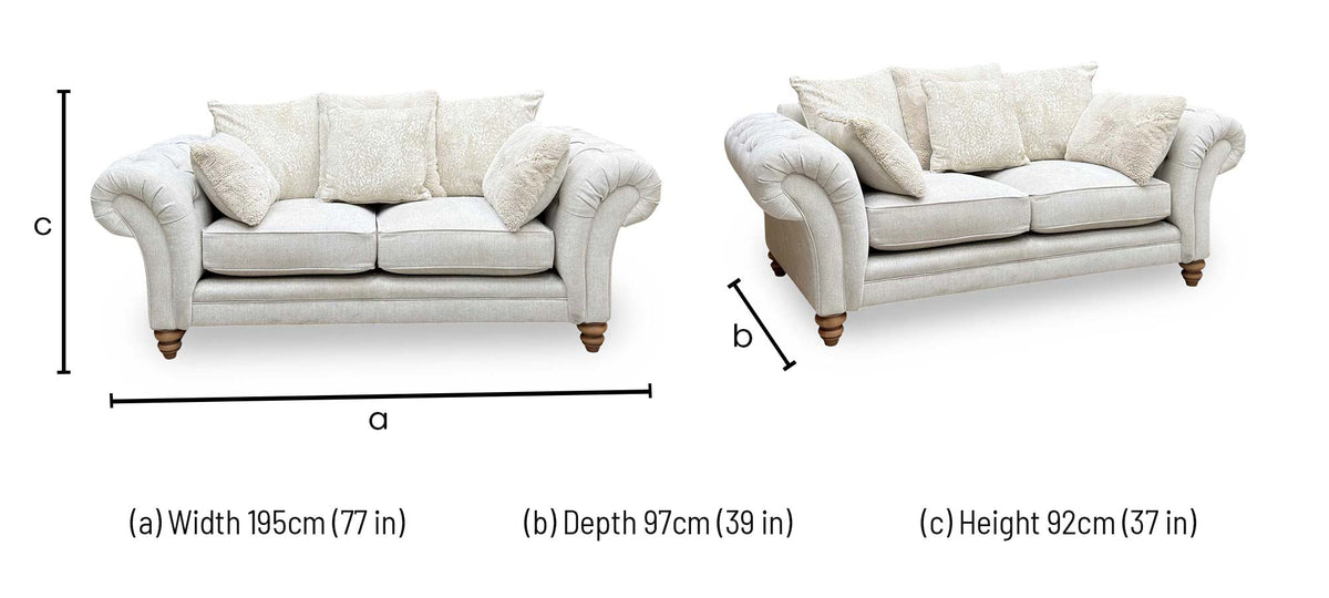 Ideal Home ‘Cotswold’ Darwin Ivory Wo Ft Fabric 2 Seater Scatter Back Sofa