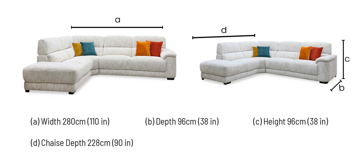 'Nova' Fab-Mga-R04 Beige Fabric Left Hand Facing Chaise End Sofa