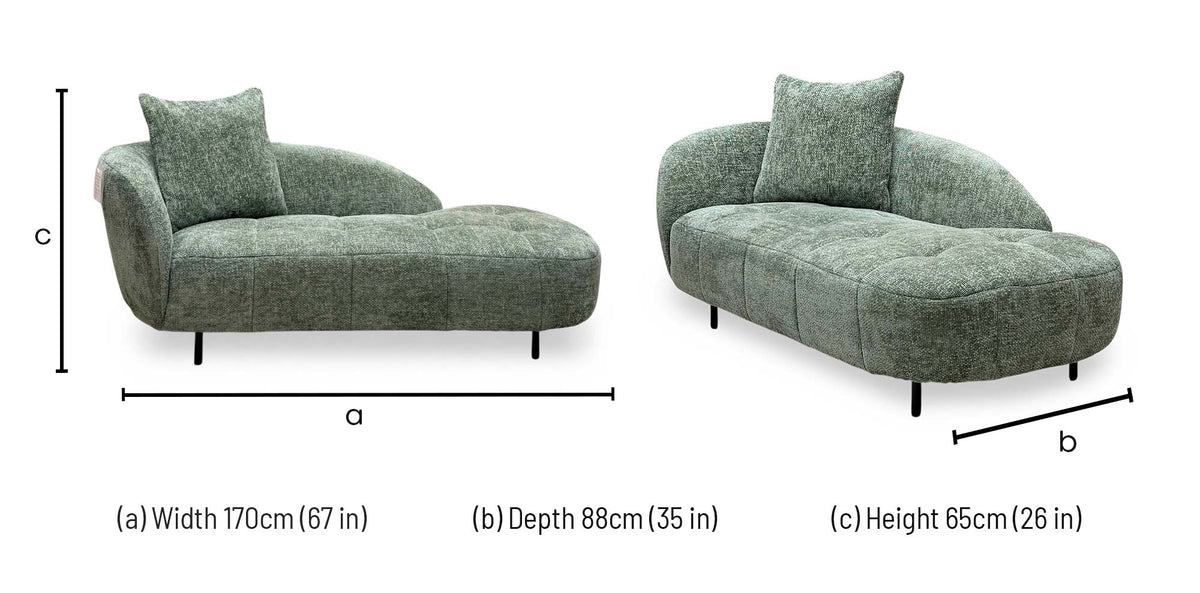 'Bridgerton' Fab-Coe-R801 Olive Green Woven Fabric Chaise Longue