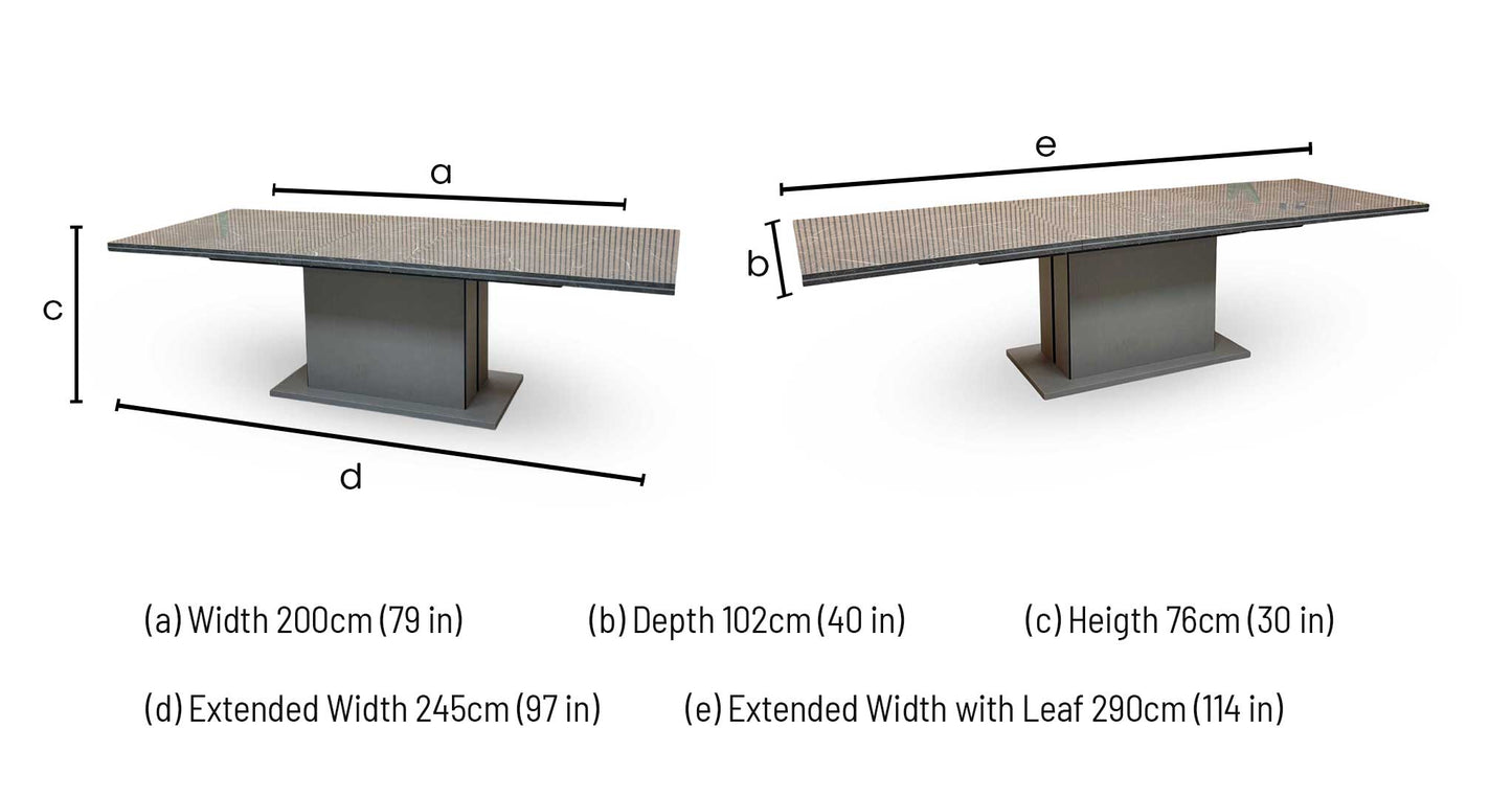 ‘Lusso’ High-Gloss Marble Effect Large Extending Dining Table + Extension Leaf + Extension Leaf